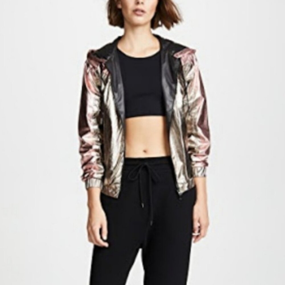 Pam & Gela Metallic Foxglove Zip Hoodie S/M Petite